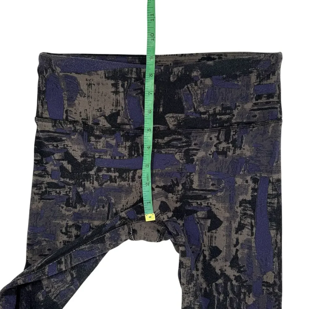 ALO High Rise Leggings Tan Black Blue Camo Abstract Print Size Small Womens